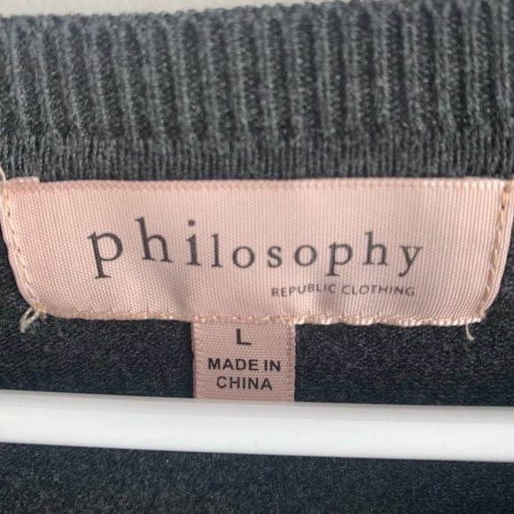 Philosophy Dark Gray Quarter Sleeve Sweater - Picture 5 of 8